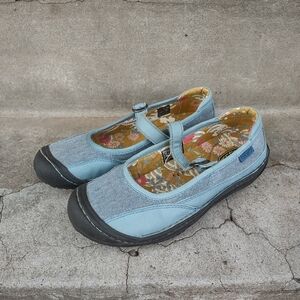 Keen Light Blue Mary Jane Shoes with Floral Interior Size 8.5